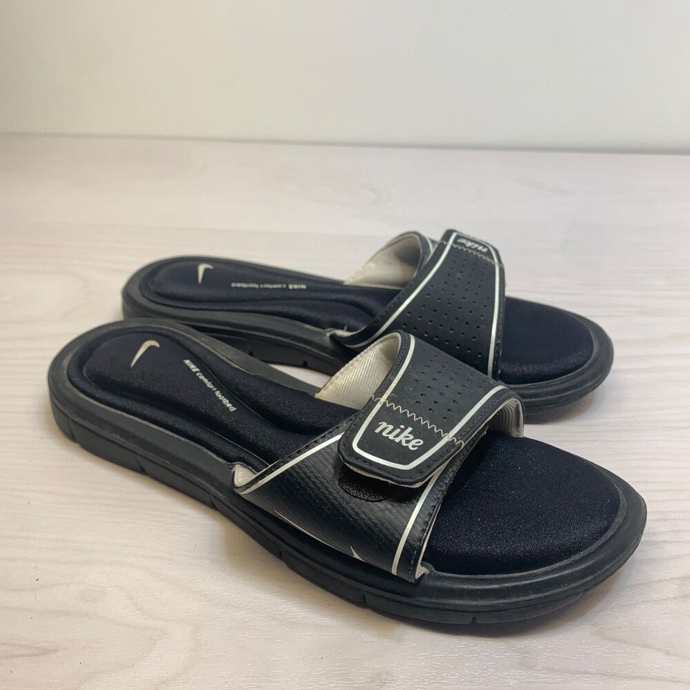 Nike 360883-011 Black Comfort Footbed Slides Slip On Women's Sandals‎ Size 8